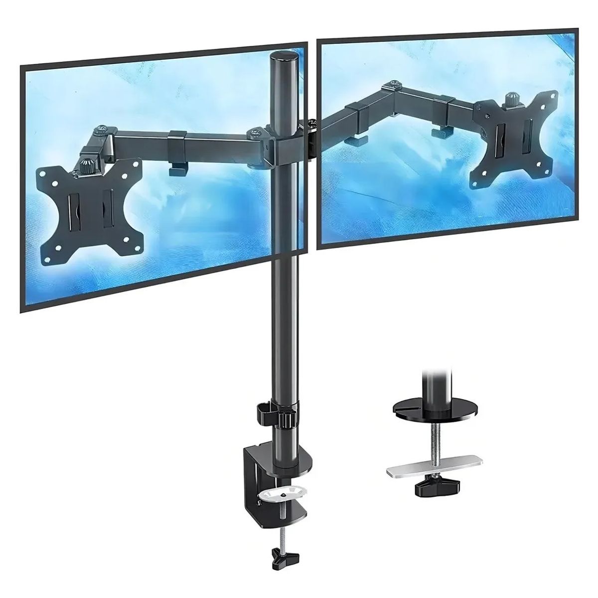 EVERSO - Soporte Brazo Para Monitor Base Doble Alzador Monitor Negro