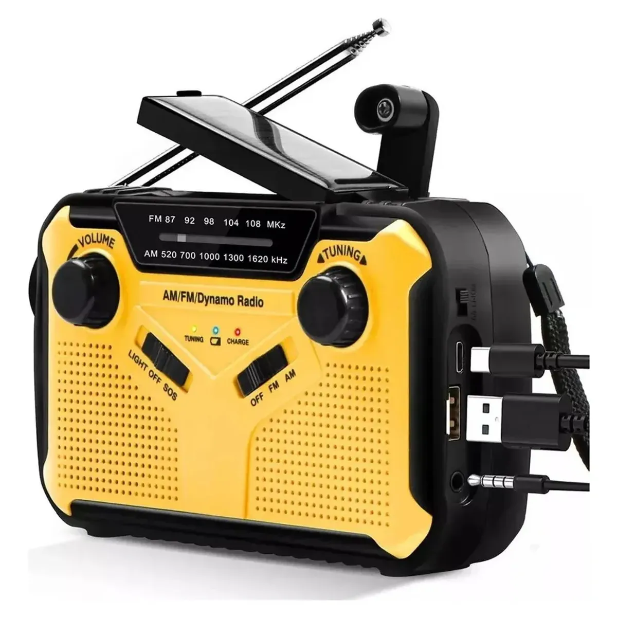 PUREPOWER - Radio Solar Manivela AM  FM Linterna SOS Power Bank -Camping Viajes