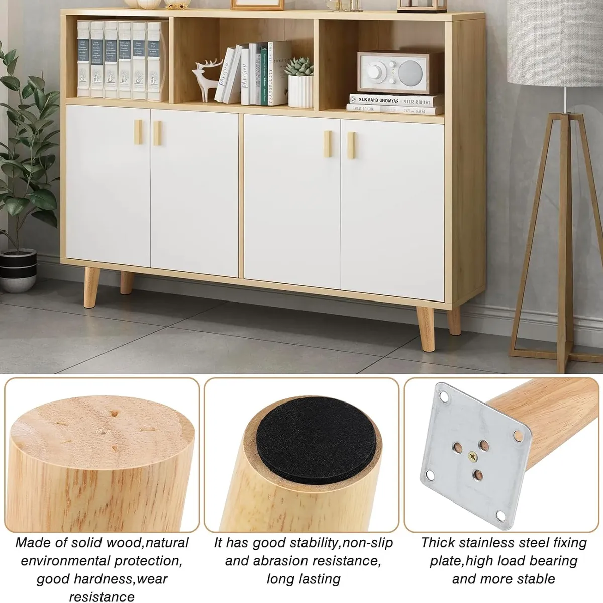 ATURE - 4u Pies De Apoyo De Madera Maciza Para Muebles 20cm
