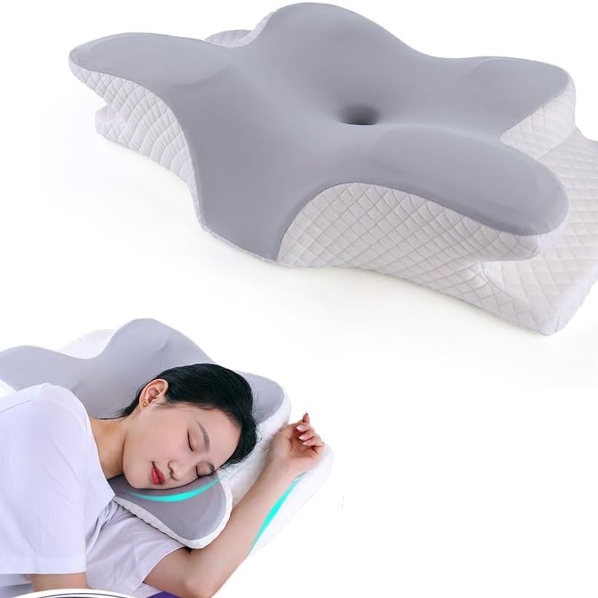 KUANGYE - Almohada Ortopédica Cojín Cuello Memory Foam Cervical