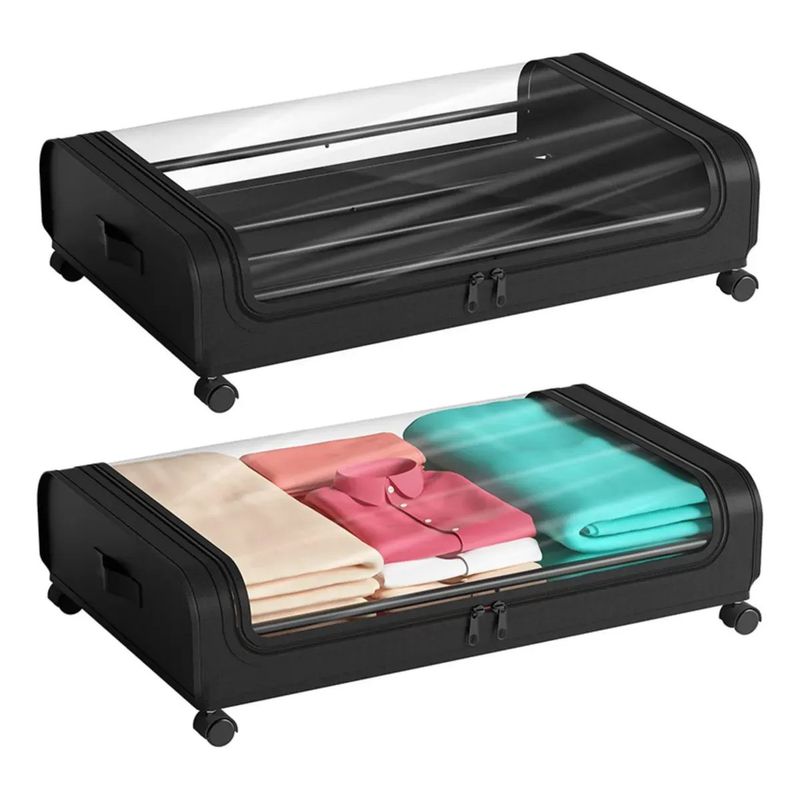KUANGYE - Organizador De Ropa Metal P Debajo Cama Con Ruedas 80×44cm