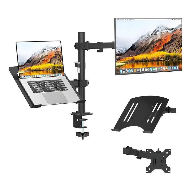 GENERICO - Soporte Monitor Y Notebook Brazo Articulado Escritorio Gamer Negro