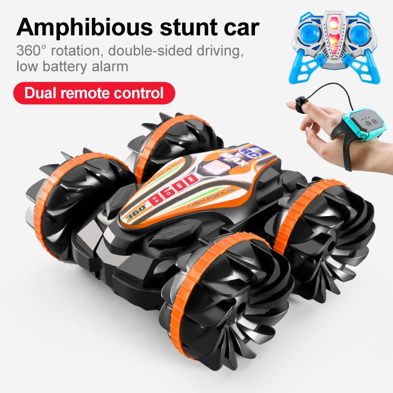 DANWEILE - Coche anfibio de control remoto para terrenos y agua Naranja