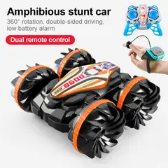 DANWEILE - Coche anfibio de control remoto para terrenos y agua Naranja