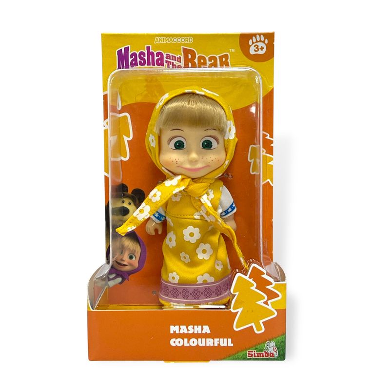 MASHA Y EL OSO Juguete Muñeca Masha Vestido Amarillo Masha Y El