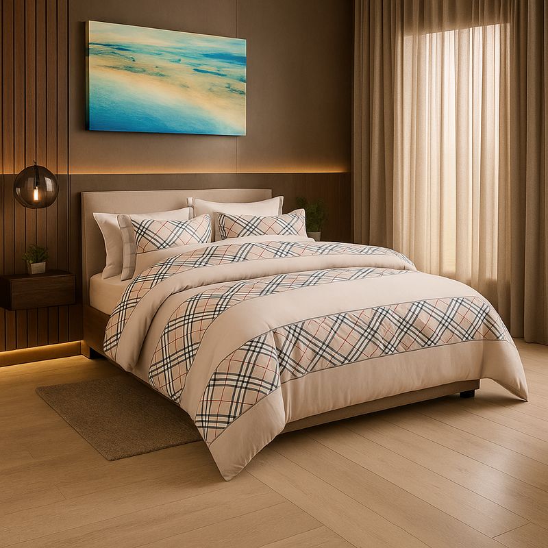 ARMONIA - Ropa de cama 2plz rosa pastel escocés 800 hilos 825