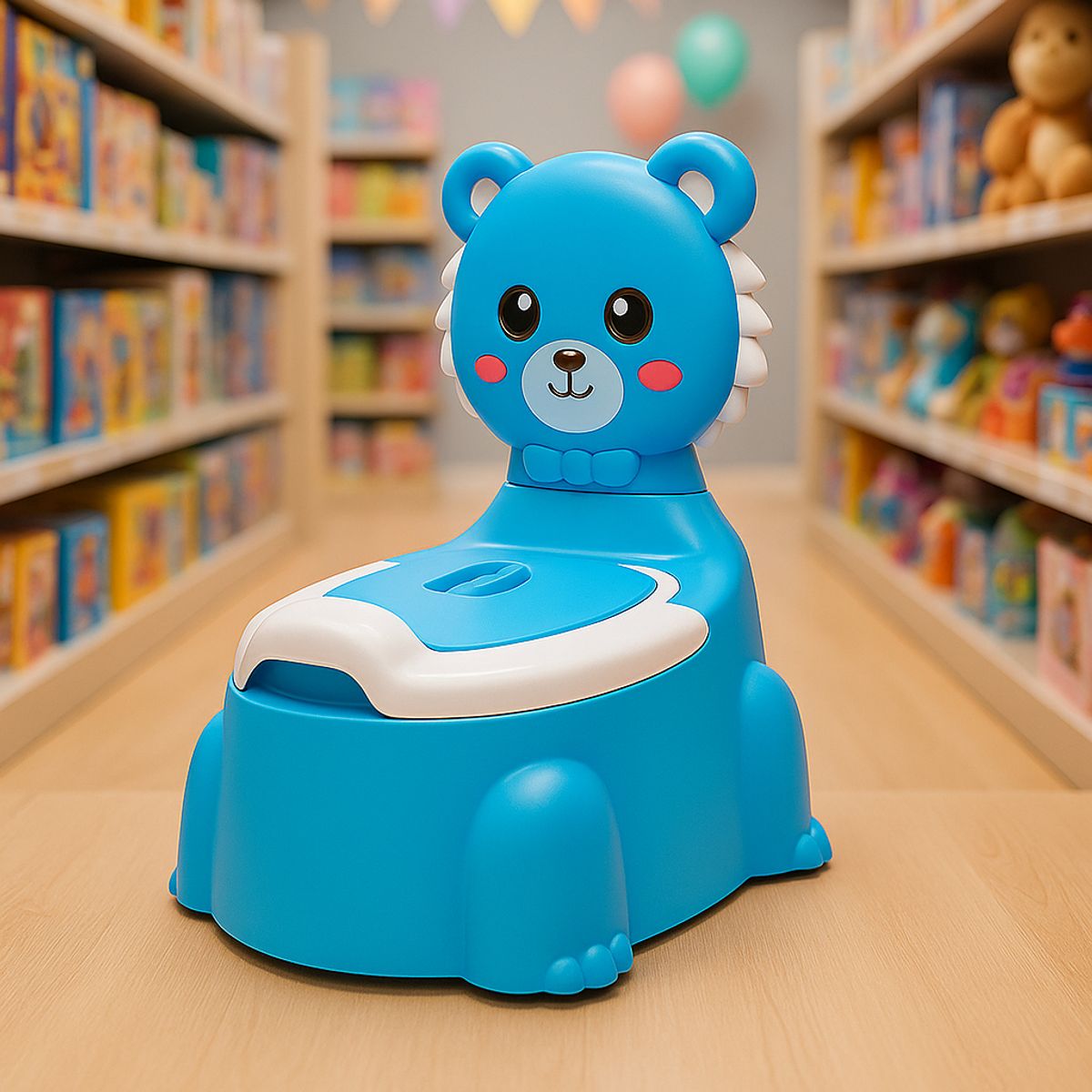 ARMONIA - Bacinica infantil celeste diseño león primer baño ergo.