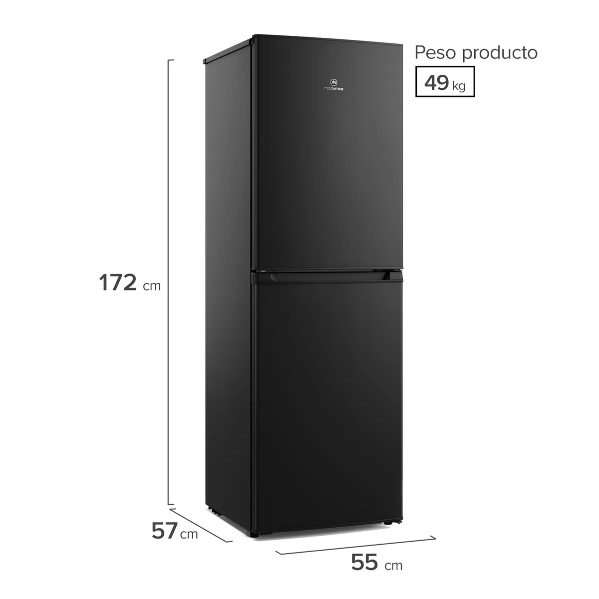 MADEMSA - Refrigerador 248L Frío Directo Bottom Freezer MED250B Negro