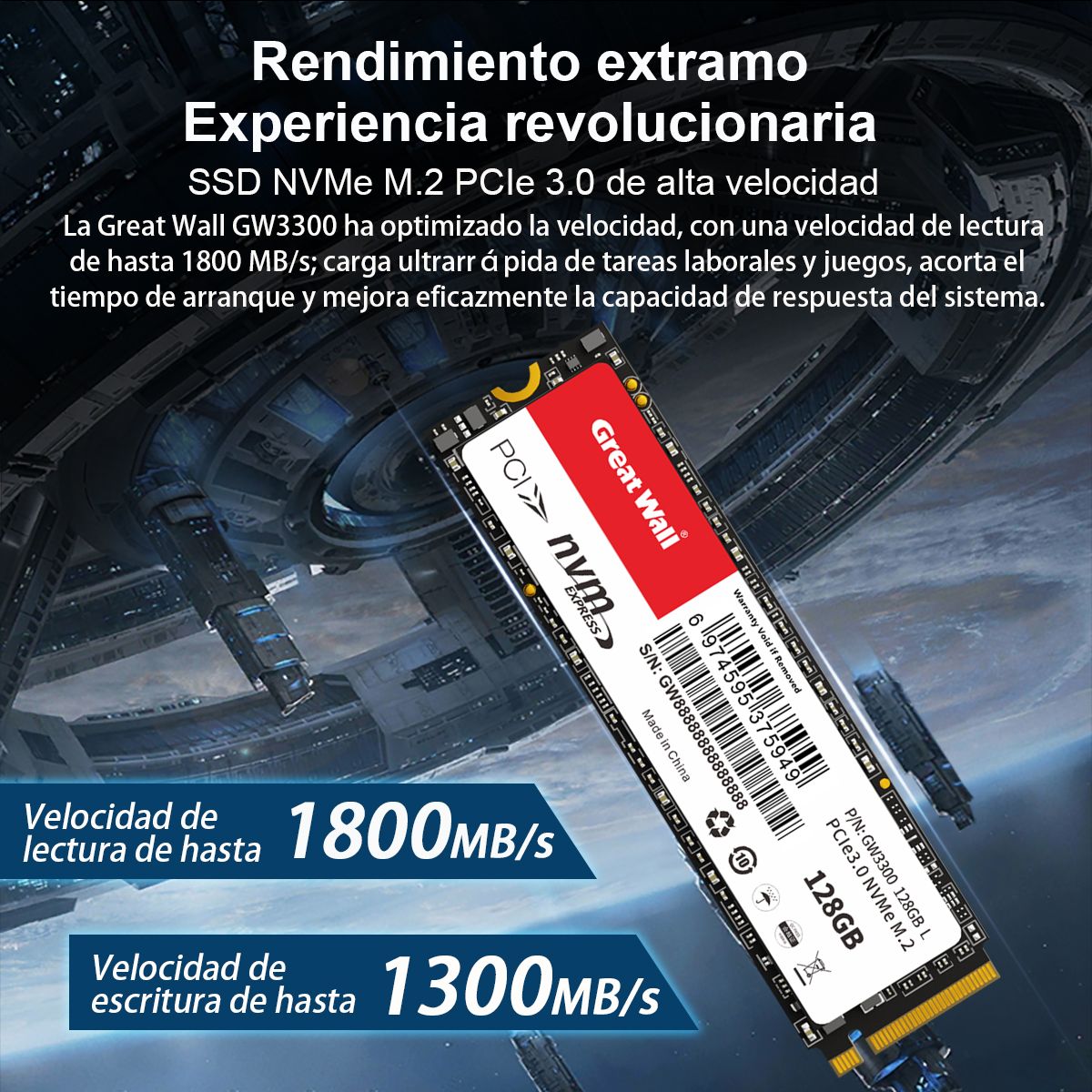 GREAT WALL - Disco Dure SSD Great Wall 128GB PCIe30 NVMe M2 GW3300