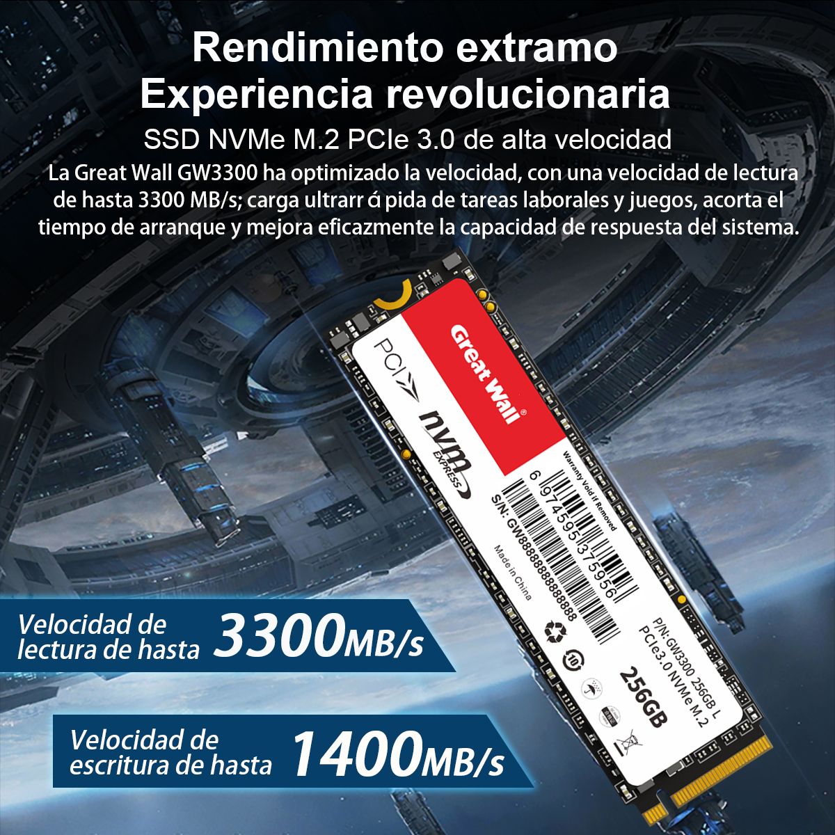 GREAT WALL - Disco Dure SSD Great Wall 256GB PCIe30 NVMe M2 GW3300