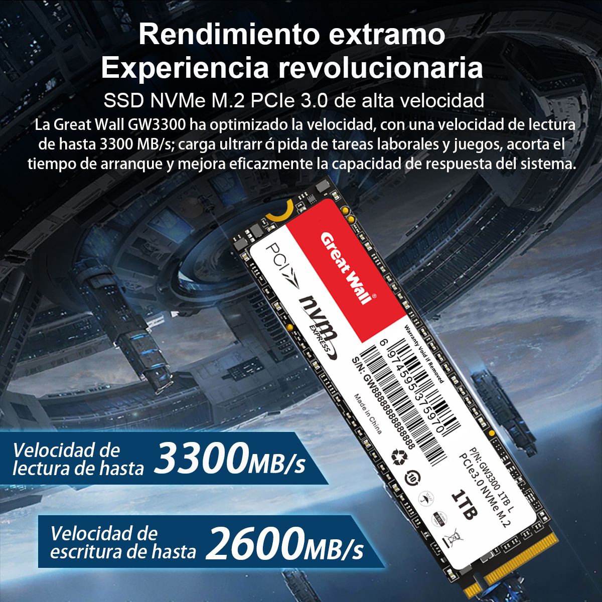 GREAT WALL - Disco Dure SSD Great Wall 1TB PCIe30 NVMe M2 GW3300