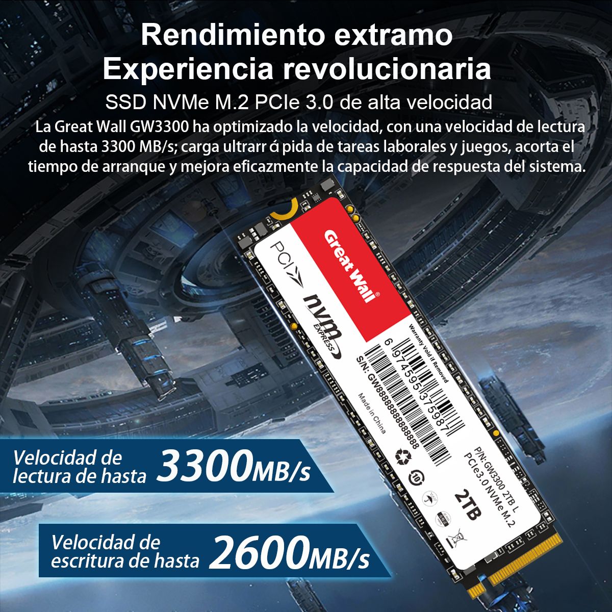 GREAT WALL - Disco Dure SSD Great Wall 2TB PCIe30 NVMe M2 GW3300