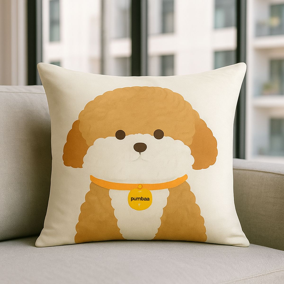 ARMONIA - Funda almohada 45x45 doggo canela marrón suave hogar 779