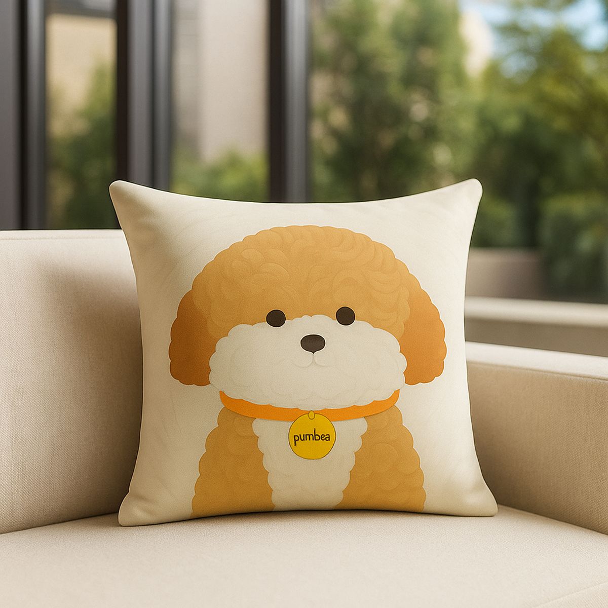 ARMONIA - Funda cojín perrito marron 45x45 decorativa sofá hogar 779