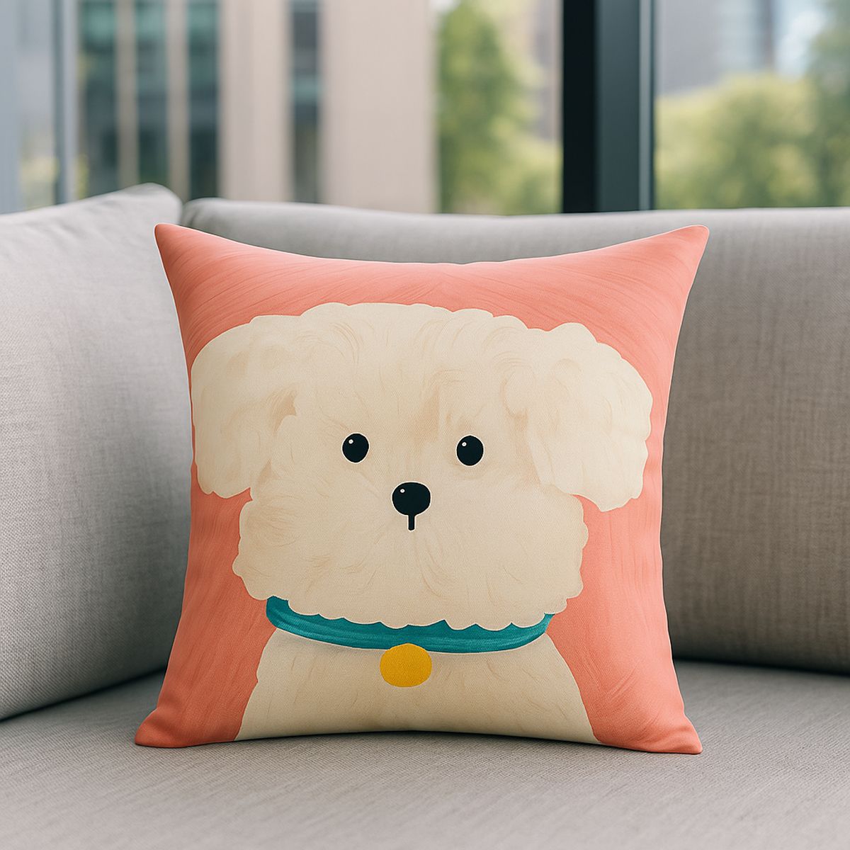 ARMONIA - Funda cachorro tierno 45x45 rosa pastel decorativa 780