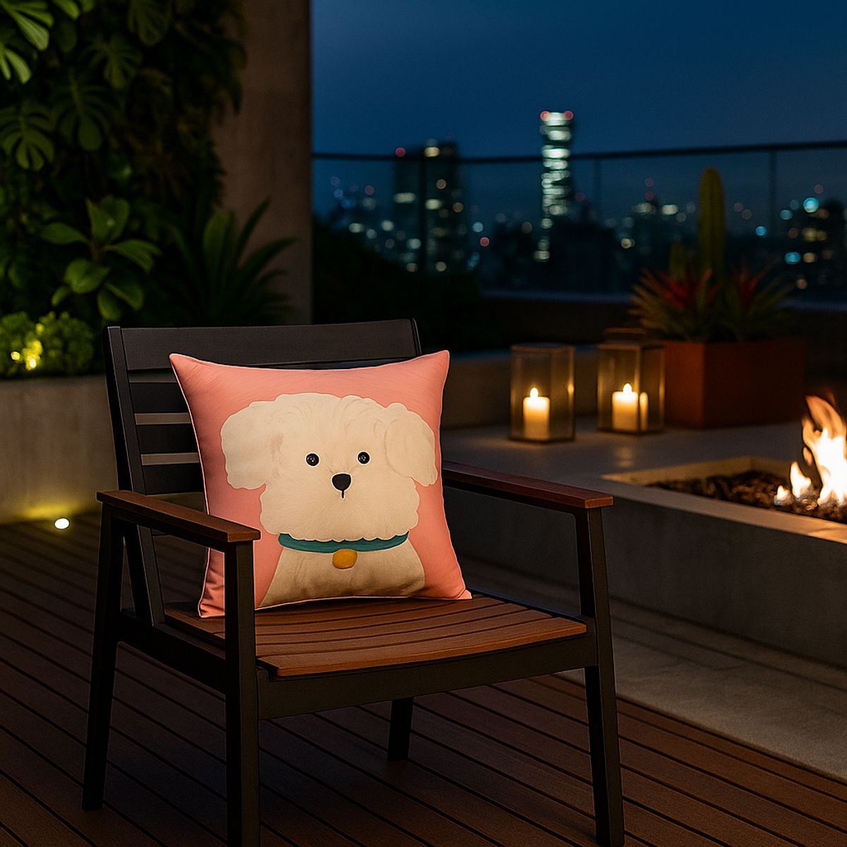 ARMONIA - Funda decorativa perrito blanco 45x45 rosa hogar 780