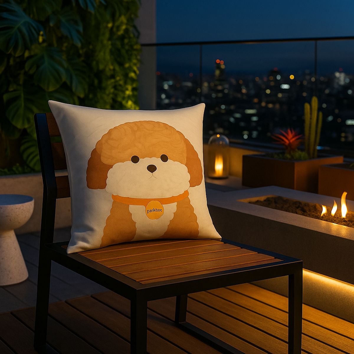 ARMONIA - Funda cojín 45x45 cachorro marrón decorativa elegante 779