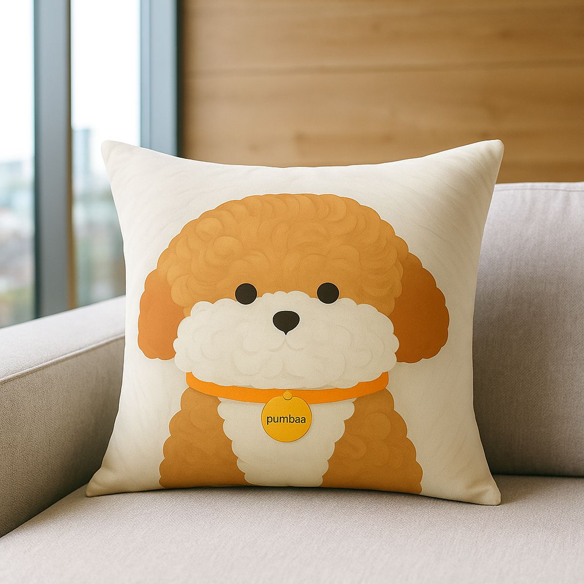 ARMONIA - Funda almohadón perro marron 45x45 estilo cute dormitorio 779