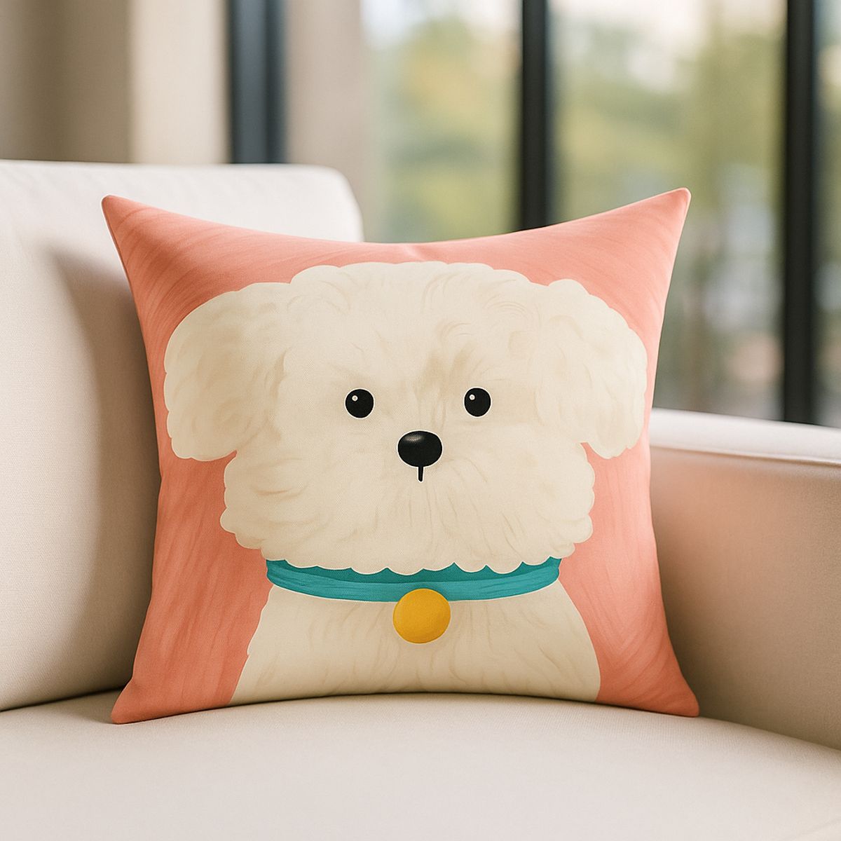 ARMONIA - Funda decorativa 45x45 doggo blanco rosa chic dormitorio 780