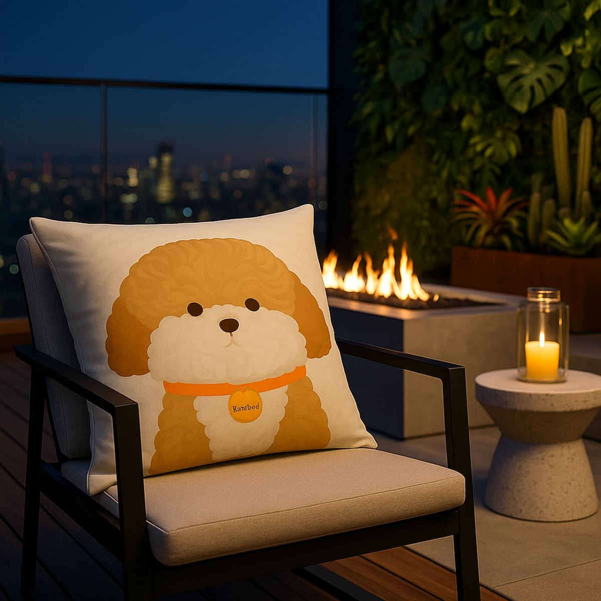 ARMONIA - Funda cojín 45x45 cachorro marrón decorativa elegante 779