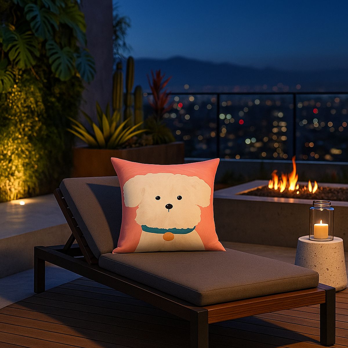 ARMONIA - Funda textil 45x45 perrito blanco rosa kawaii sala 780