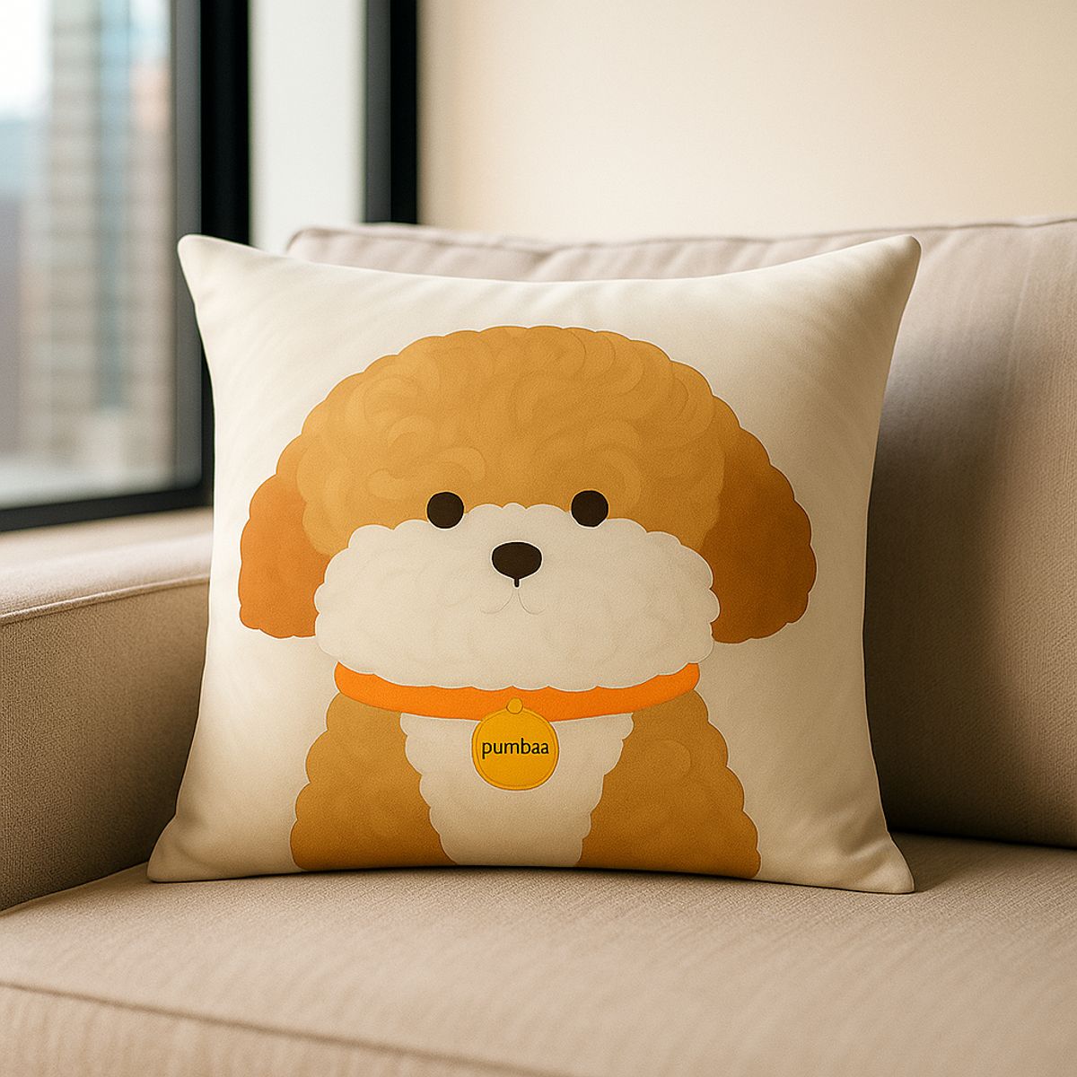 ARMONIA - Funda decorativa 45x45 perrito marrón diseño cute sala 779