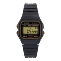 Reloj de pulsera unisex F-91WG-9 negro con marcos dorado