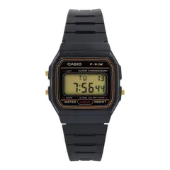 CASIO - Reloj de pulsera unisex F-91WG-9 negro con marcos dorado