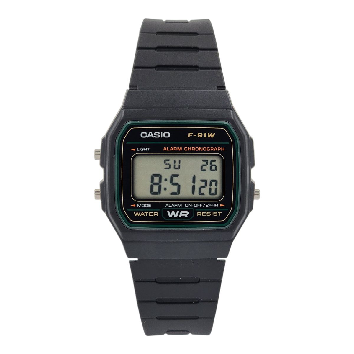 CASIO - Reloj de pulsera Casio unisex F-91W-3 negro con marcos verde