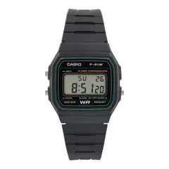 CASIO - Reloj de pulsera unisex F-91W-3 negro con marcos verde