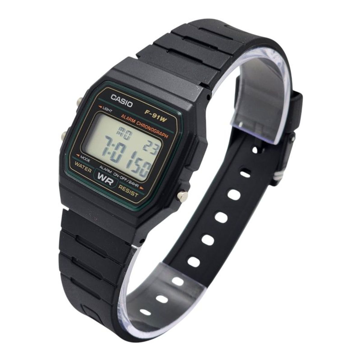 CASIO - Reloj de pulsera Casio unisex F-91W-3 negro con marcos verde