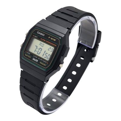 Imagen 2 del producto Reloj de pulsera unisex F-91W-3 negro con marcos verde