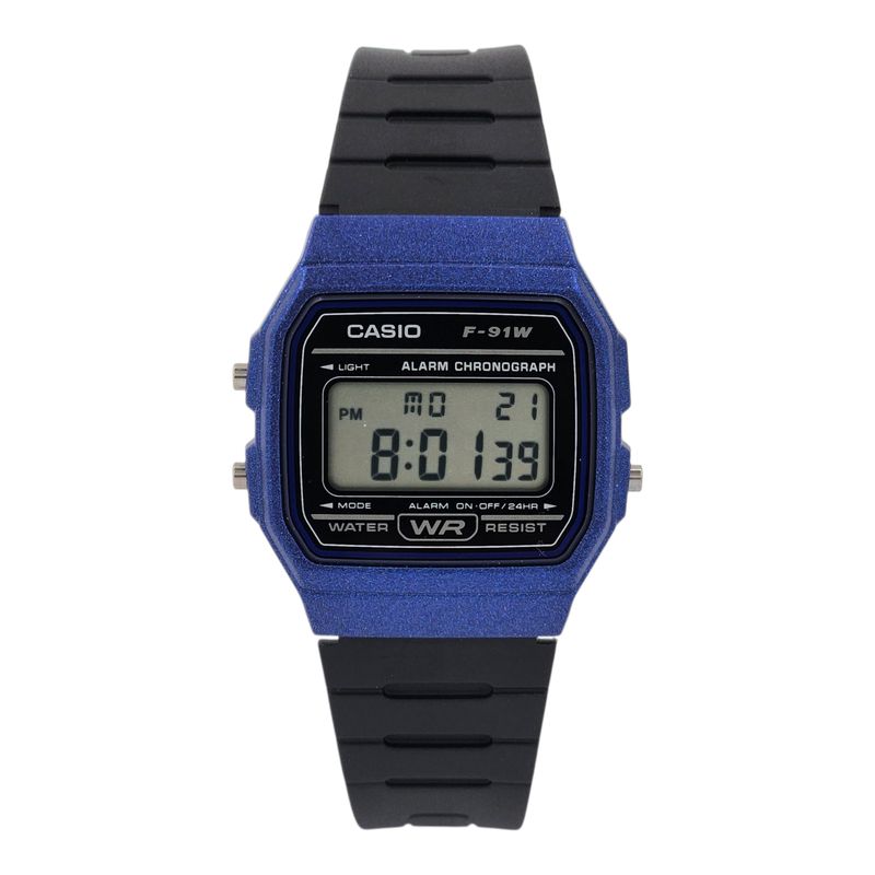 CASIO - Reloj de pulsera Casio unisex F-91WM-2A negro con marcos azul
