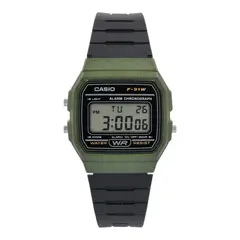 CASIO - Reloj de pulsera unisex F-91WM-3A negro con esfera verde