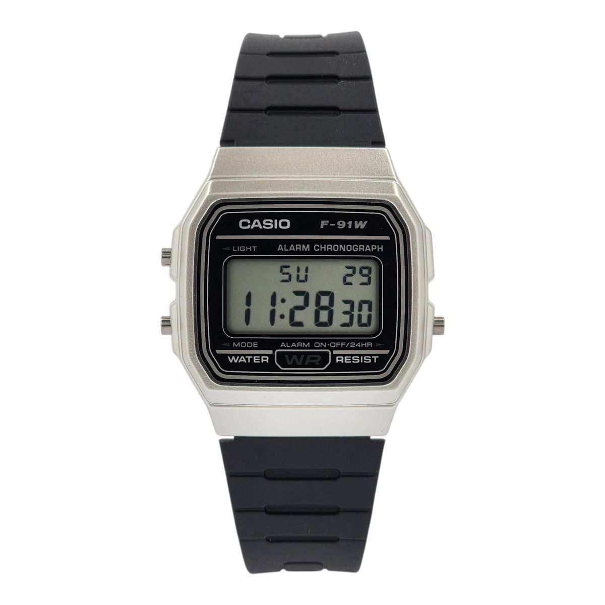 CASIO - Reloj de pulsera Casio unisex F-91WM-7A negro con esfera plateado