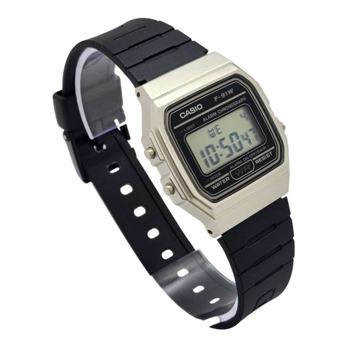 CASIO - Reloj de pulsera Casio unisex F-91WM-7A negro con esfera plateado