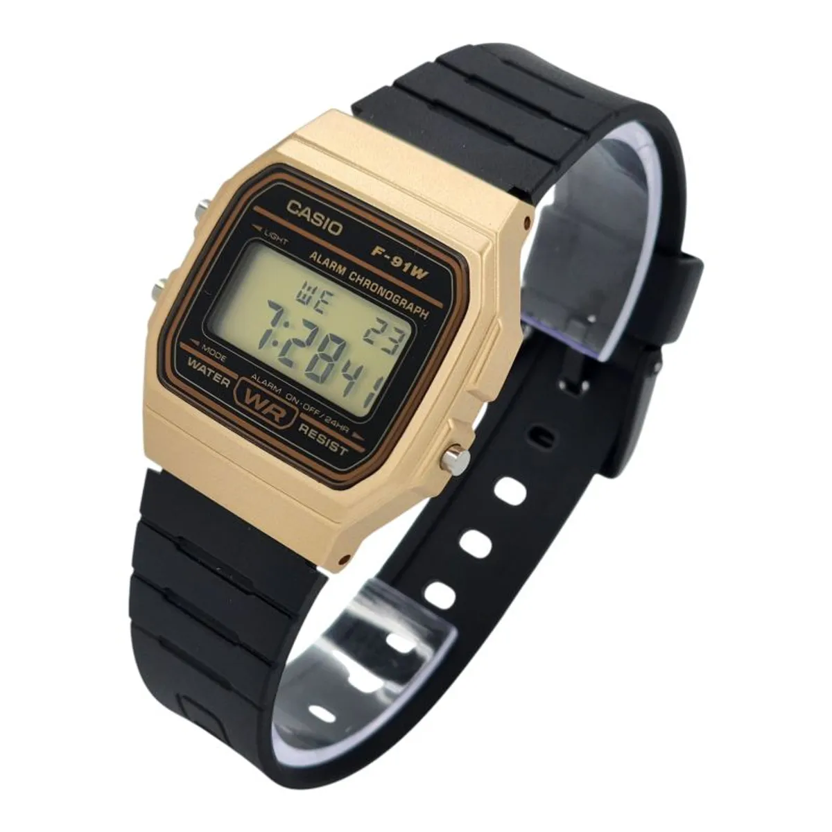 CASIO - Reloj de pulsera Casio unisex F-91WM-9A negro con esfera dorada