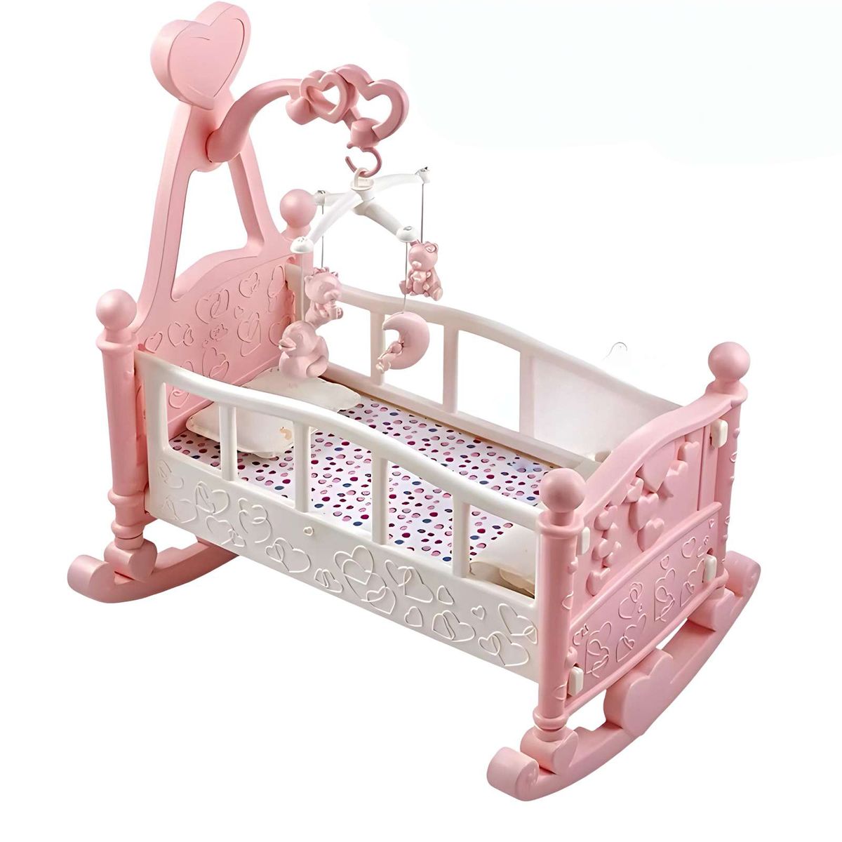 GENERICO - Cuna Mecedora para Muñecas con Móvil Musical