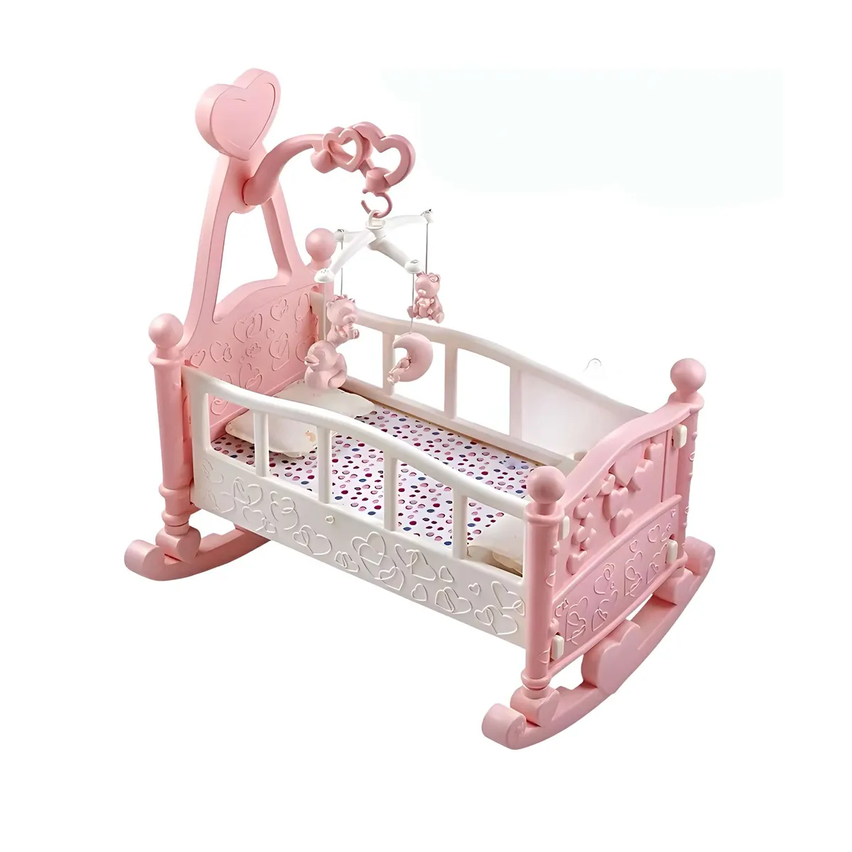 GENERICO - Cuna Mecedora para Muñecas con Móvil Musical