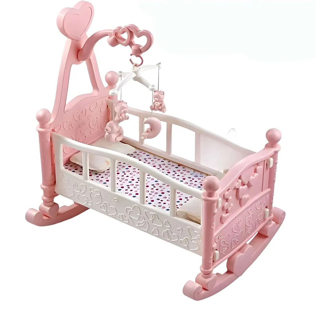 GENERICO - Cuna Mecedora para Muñecas con Móvil Musical