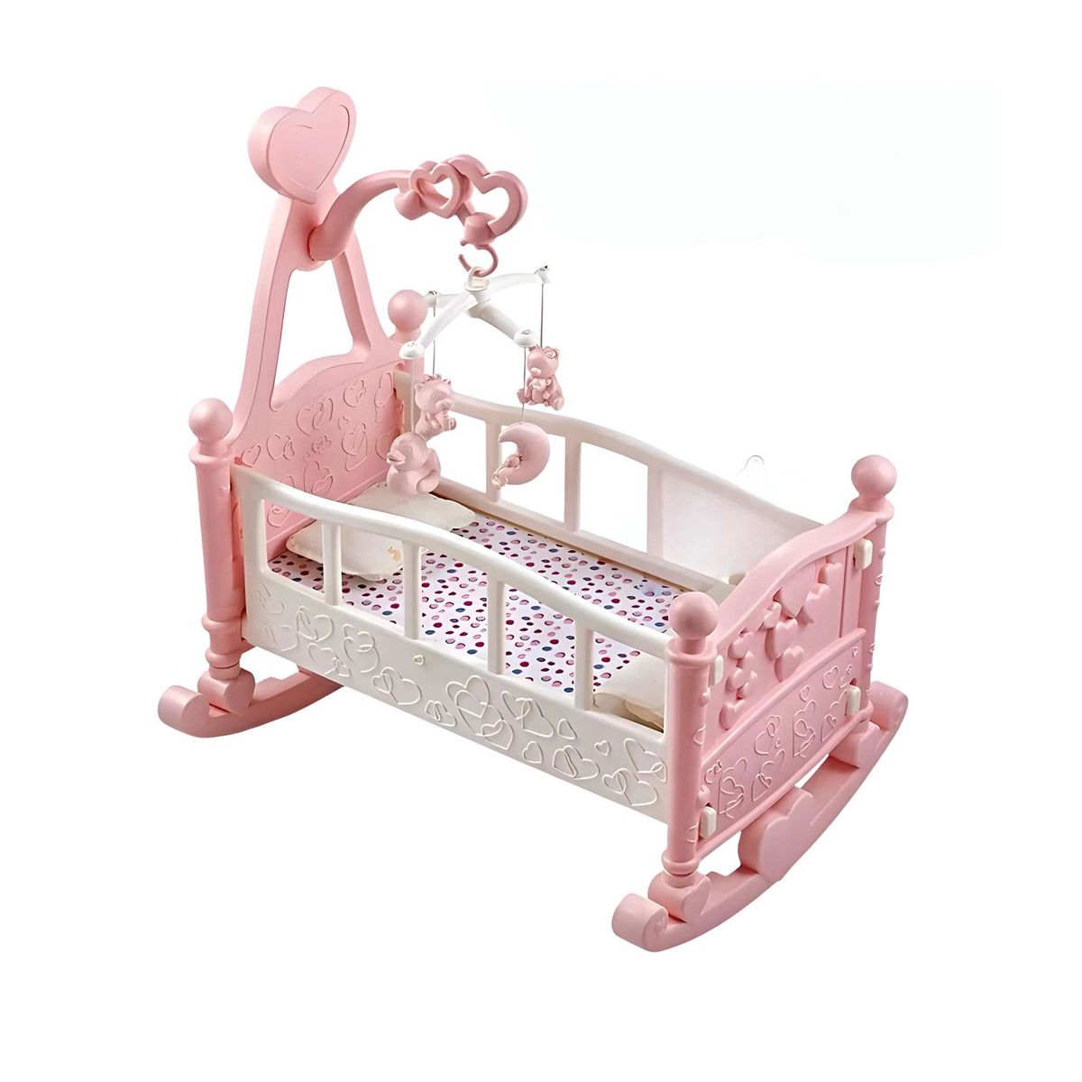 GENERICO - Cuna Mecedora para Muñecas con Móvil Musical