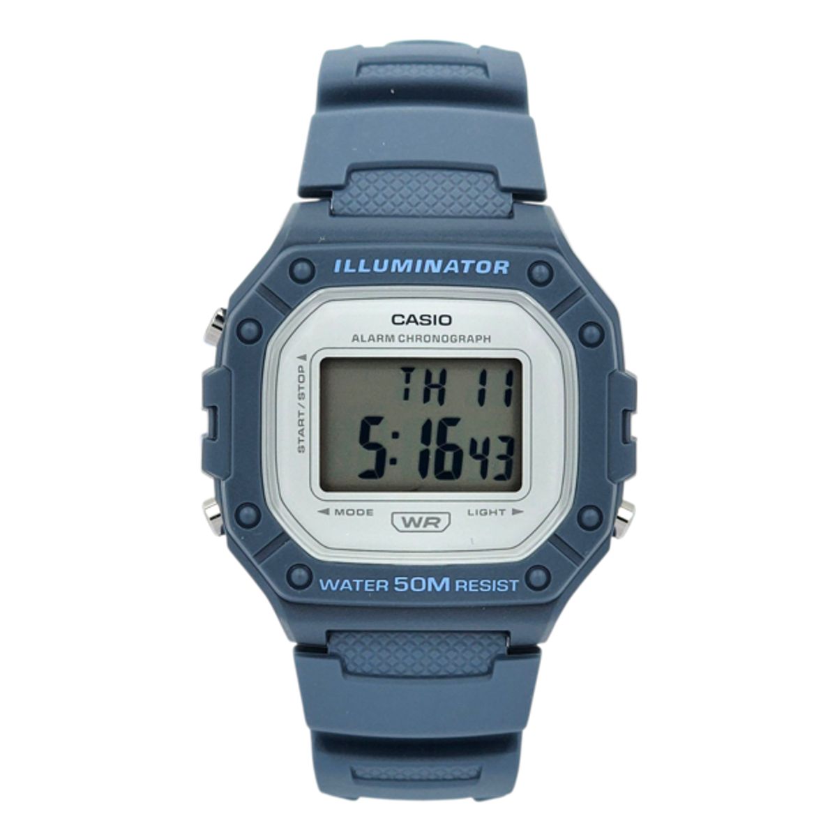 CASIO - Reloj de pulsera Casio unisex W-218HC-2AV correa resina celeste fondo gris