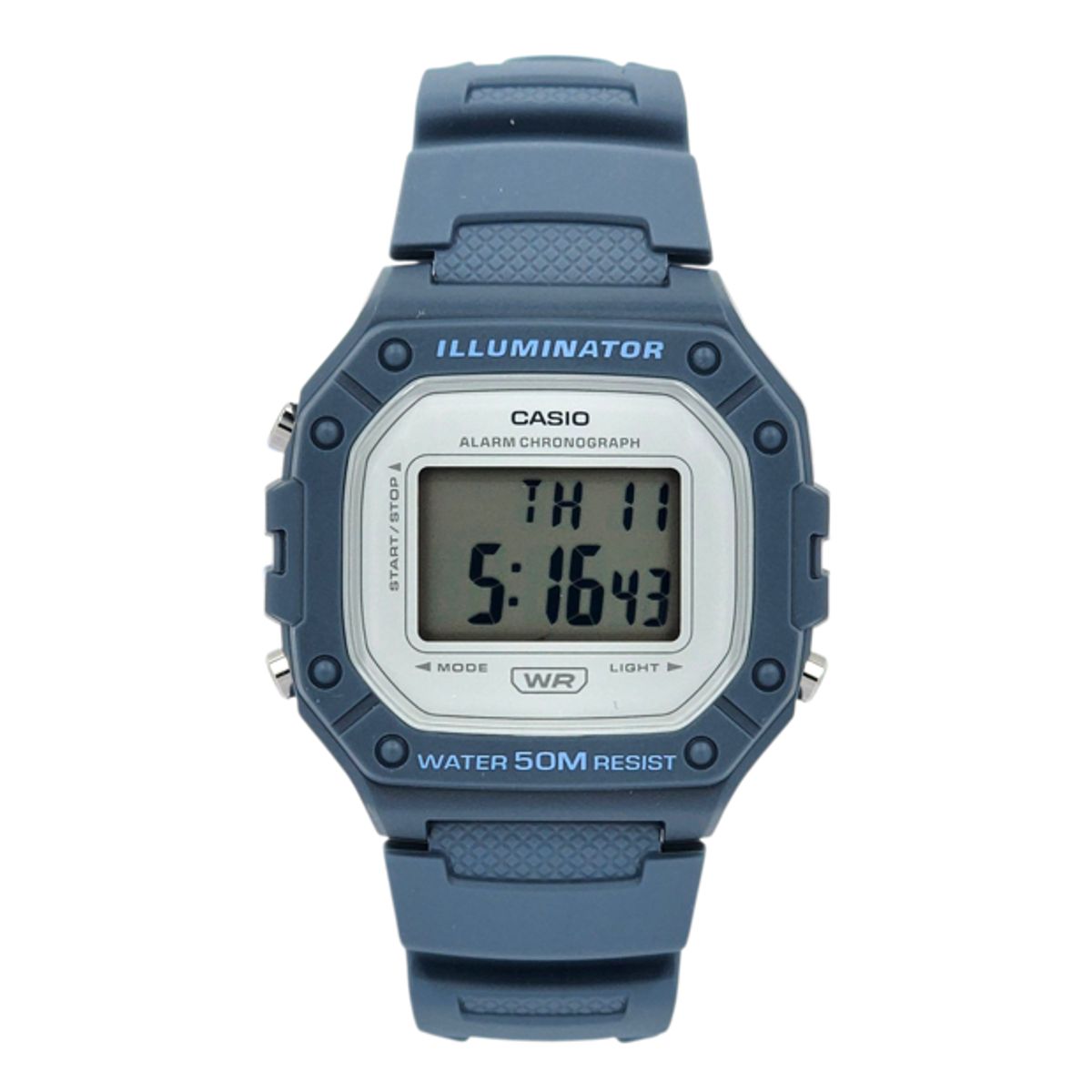 CASIO - Reloj de pulsera Casio unisex W-218HC-2AV correa resina celeste fondo gris