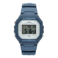 Reloj de pulsera unisex W-218HC-2AV correa resina celeste fondo gris