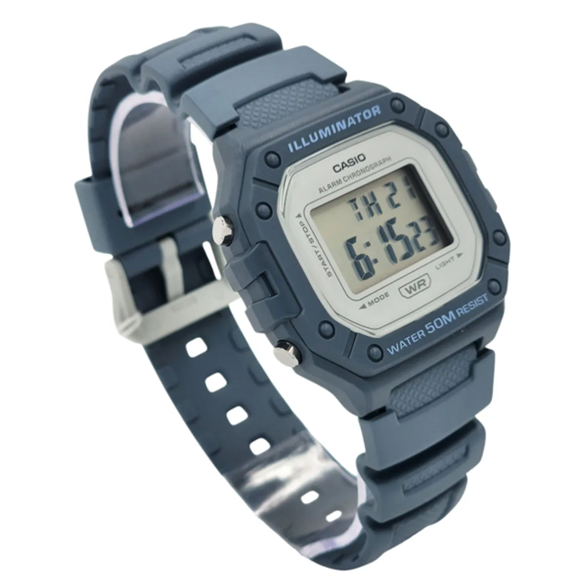 CASIO - Reloj de pulsera Casio unisex W-218HC-2AV correa resina celeste fondo gris