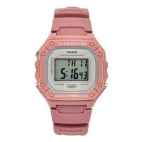Reloj de pulsera unisex W-218HC-4AV correa resina rosa fondo gris