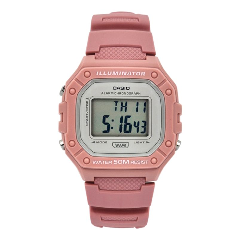 CASIO - Reloj de pulsera Casio unisex W-218HC-4AV correa resina rosa fondo gris