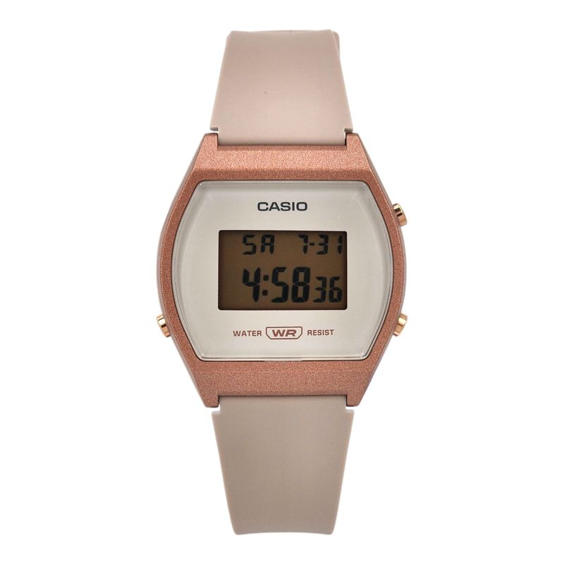 CASIO - Reloj de pulsera Casio dama LW-204-4A correa resina rosa fondo gris
