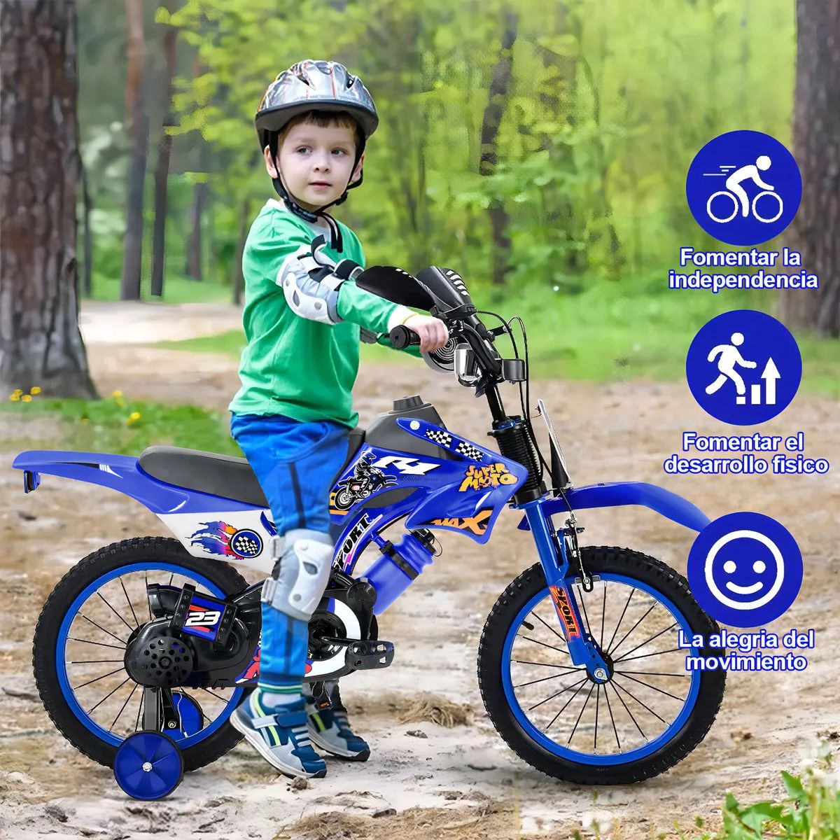 GENERICO - Bicicleta Aro 16 De Niño MotoBike Bici Estilo Motocross