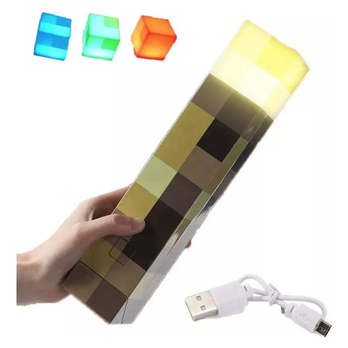 GENERICO - Lámpara Antorcha Minecraft Recargable 4 Colores En 1 Gamer